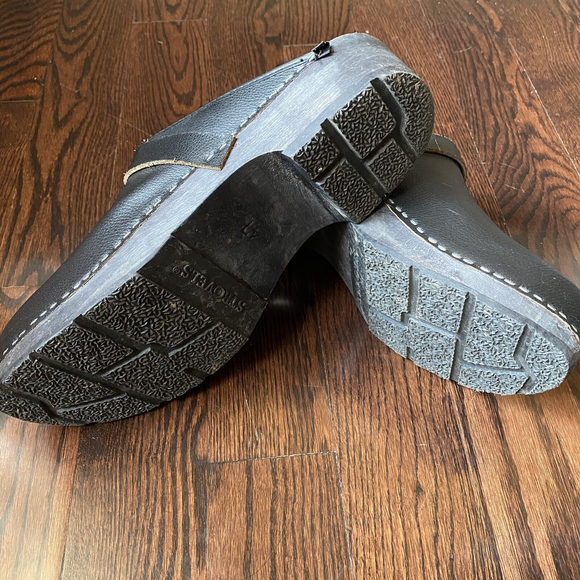 Brand new Vintage Strövels Men EUR 47 Wood Sole Leather Upper black - Picture 7 of 11